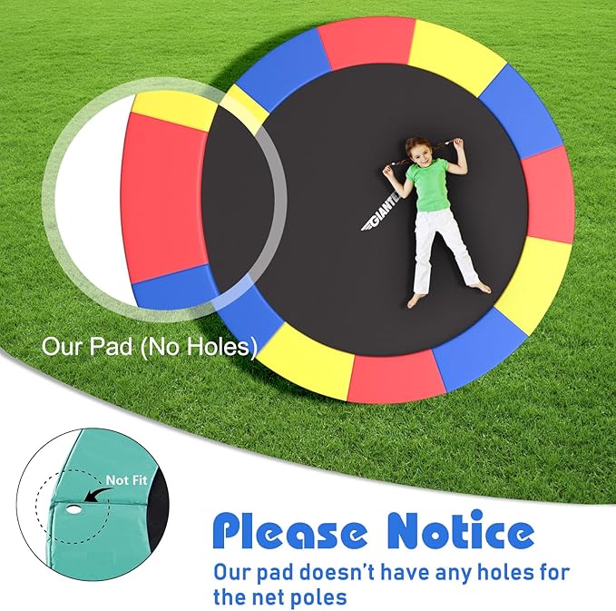 Giantex 8Ft 10Ft 12Ft 14Ft 15Ft 16Ft Trampoline Pad, Tear-Resistant Edge Cover Springs Protection Pad, All Weather Replacement Trampoline Safety Pad