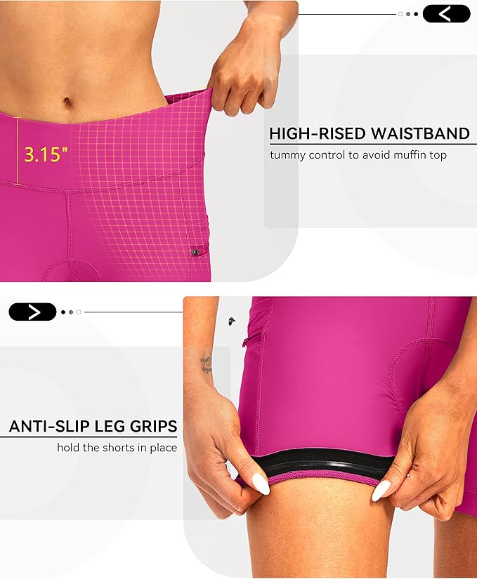 Women's 4D Padded Bike Shorts 5"/7" Riding Underwear Cycling Bicycle Road Biking Cycle Shorts for Women Zipper Pockets