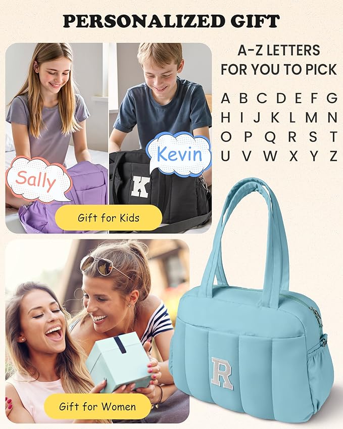 Christmas Gifts for Women-Duffle Bag, Weekender Bags for Girl，Gift for Mom-Initial Overnight Bag with Wet Pocket，Lightweight Dance Bags Personalized Gymnastics bag with Makeup Pouch