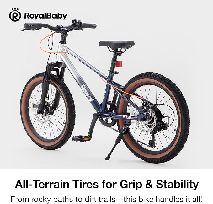 RoyalBaby Kids Mountain Bike for Boys and Girls, Ultra-Light Aluminum 20-24 Inch Wheel Bicycle for 6-14 Years Old Children, 7/21-Speeds Drivetrain