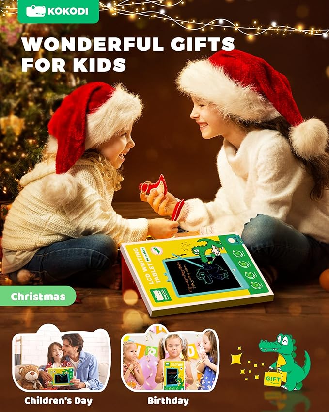 KOKODI LCD Writing Tablet,Gifts for 3 Years Old Boys and Girls,10 Inch Colorful Doodle Board Drawing Tablet, Erasable Reusable Electronic Drawing Pads, Educational and Learning Toy for Kids
