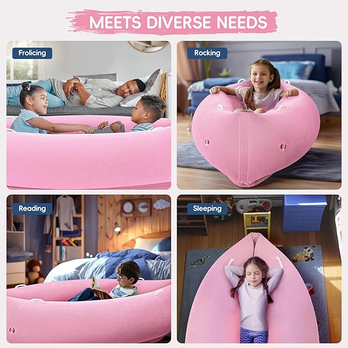 OUTREE Sensory Chair for Kids,60" Includes Electric Air Pump,Inflatable Sensory pod for Children,Sensory Toys for Kids with Autism,Sensory Peapod,Pink