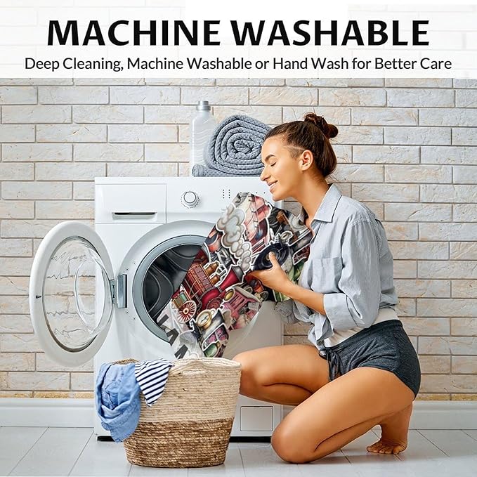 Personalized Train Blanket with Name - Soft, Fuzzy & Warm - 40"x50" Small Blanket for Couch, Sofa - Red Cute Throw Gifts for Boys