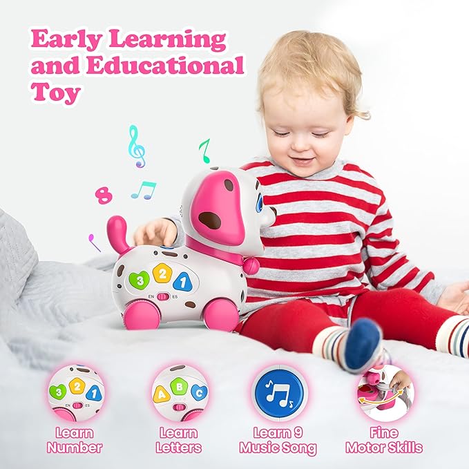Musical Toys for 1 Year Old Girl Gifts, Bilingual Baby Toys 6-12-18 Months, First 1st Birthday Girl Gifts for Boy, Learning Educational Toddlers Puppy for 1 Year Old Boy Present