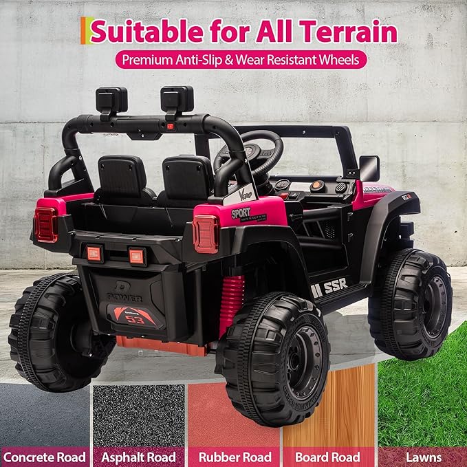 12V Ride On Car for Kids, Ride On Toy w/Parent Remote, Spring Suspension, Bluetooth, Music & Horn, LED Light, 4.1MPH Max Speed, 3 Speeds, Electric Car for Kids Toddlers Age 3-8, Rose Pink