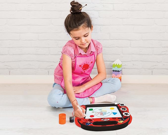 LEXiBOOK, Miraculous Ladybug Cat Noir, Multicolor Magic Magnetic Drawing Board, Artistic Creative Toy for Girls and Boys, Stylus Pen and Stamps, Red/Black, CRMI550