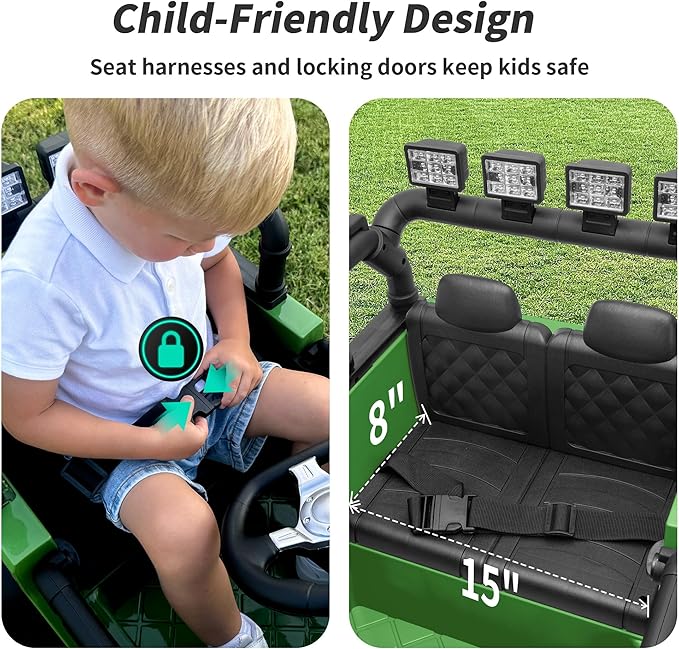 Kids Ride on Car Toy, 24V Electric Car for Kids with Remote Control, 2x200W Motors - Army Green