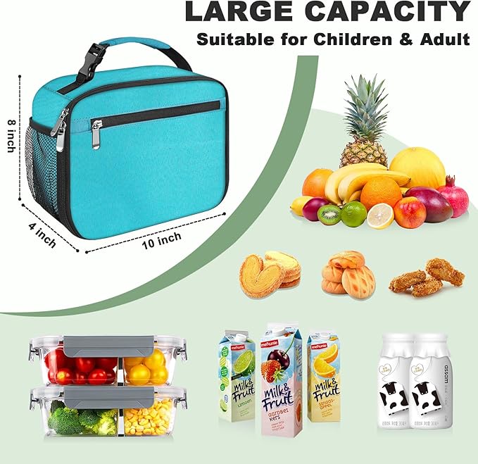 Kids Lunch Box for Boys Girls Lunch Bag Insulated Durable Lunchbox Children Lunch Tote Bag for School Light Blue