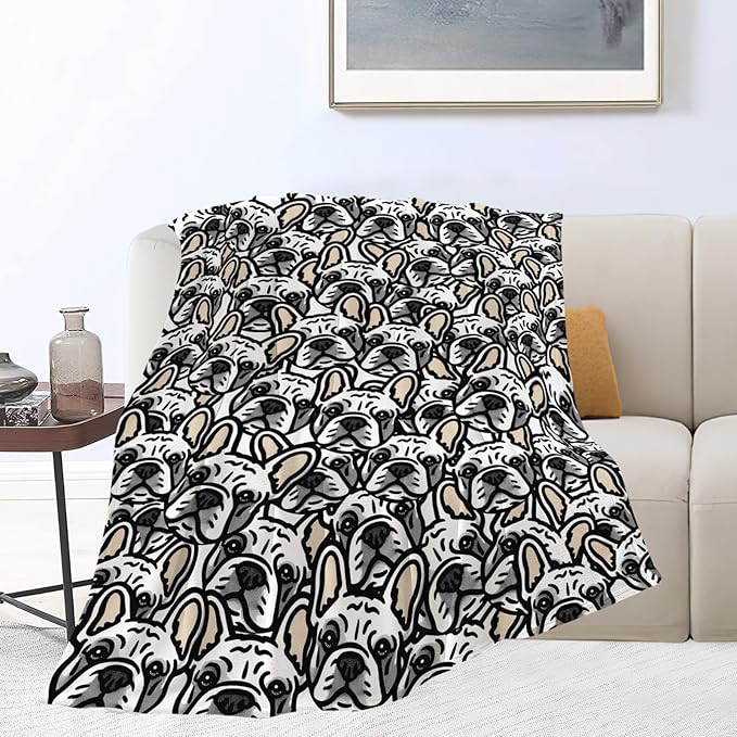Boston Terrier Throw Blanket French Bulldog Frenchie Puppy Stuff Gifts for Dog Lover Kids Girls Boys Adults Women Men Soft Cozy Warm Plush Fluffy Fuzzy Fleece Blanket Decor 60''X80''