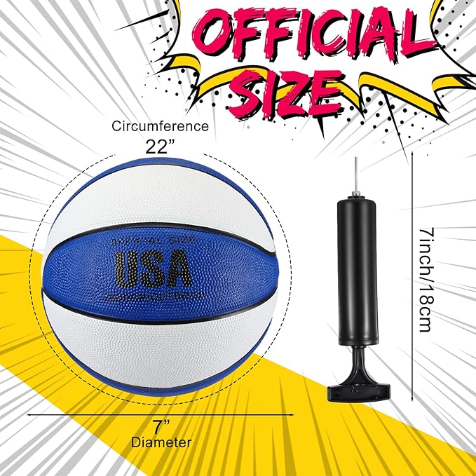 Jenaai 6 Pack Mini Basketballs with Pump for Kids 7 Inch Size 3 Rubber Arcade Basketball Color Small Toy Indoor Outdoor Pool Arcade Games Colorful Basketball for Kids Toddlers(Classic)