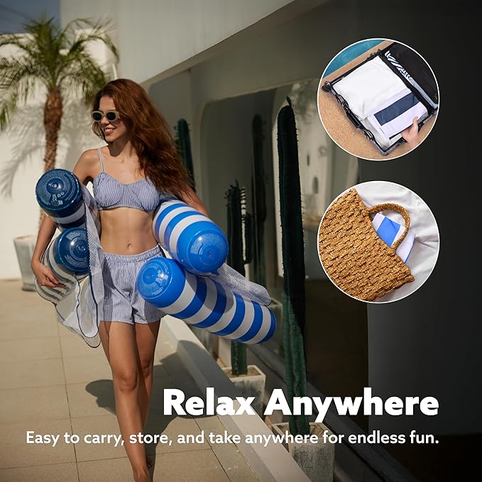 SLOOSH 2 Packs Hammock Pool Floats Adults, 4-in-1 Multi-Purpose Inflatable Pool Floats PVC Water Hammock Lounge Floaties