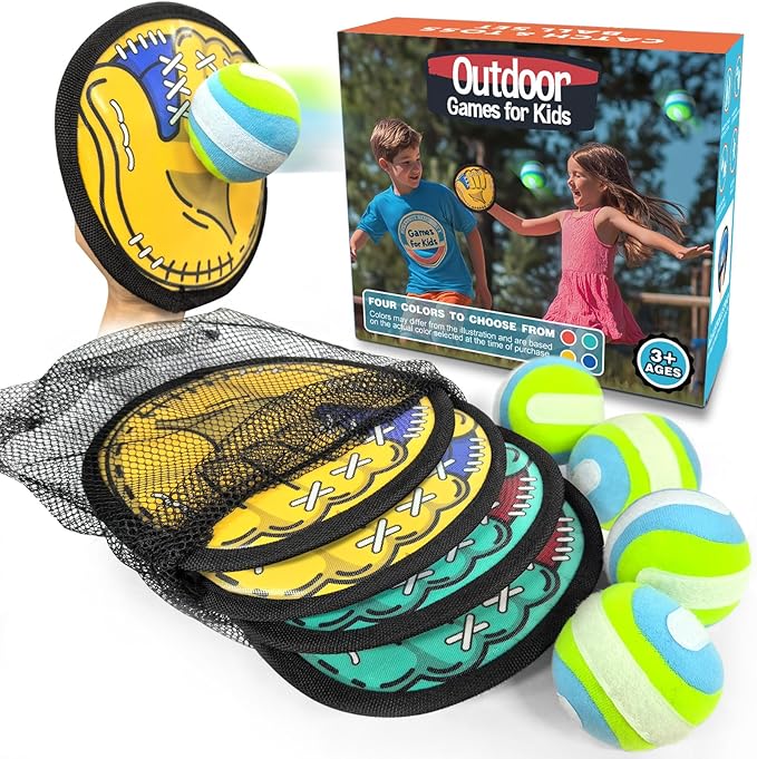 Toss and Catch Ball Game Set,Kids Toddler Baseball Glove & Catch Ball Toys,Kids Outdoor Games for Family,Toys for Beach Pool Yard Outside, Birthday Gift for Ages 3 4 5 6 7 8-12 Year Old Boys Girls