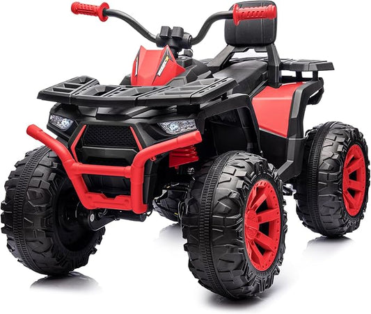 Kids ATV 4 Wheeler, 24V 4WD Electric ATV Ride On Toy for Big Kid with 2-Seater, 4x200W Motor -Red