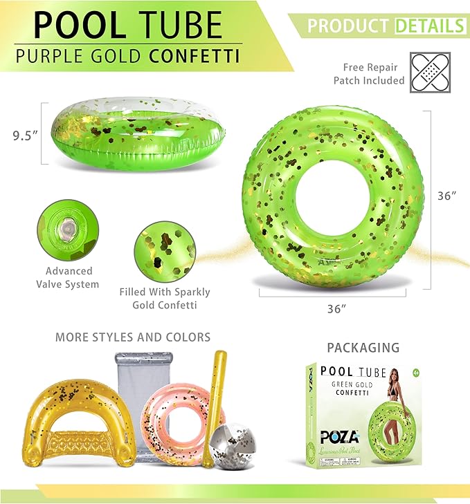 CoTa Global Inflatable Pool Float Tube Confetti Premium Swim Ring Heavy Duty Vinyl Flotation Pool Floats Toy for The Beach, Party, Vacation, UV Resistant - Pool Party