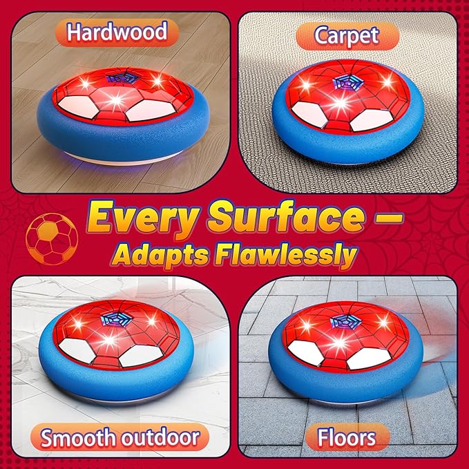 HopeRock Soccer Toys 2 Pack Hover Soccer Ball Toys Indoor Soccer Set with LED Lights, Soft Foam Bumpers, Air Floating Soccer Gifts for Kids Boys Girls Ages 3-12