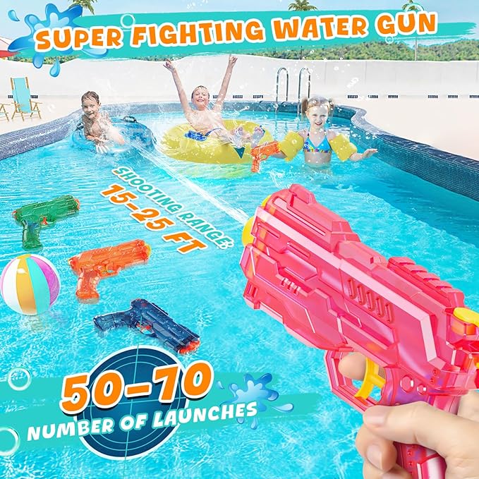 Water Gun Squirt Toy for Kids: Leakproof Super Water Guns for Kids Age 5 8 12 Boys Girls Adults - Small Outdoor Water Guns Toys for Pool Beach Swimming Summer Games Yard Party Pink Blue