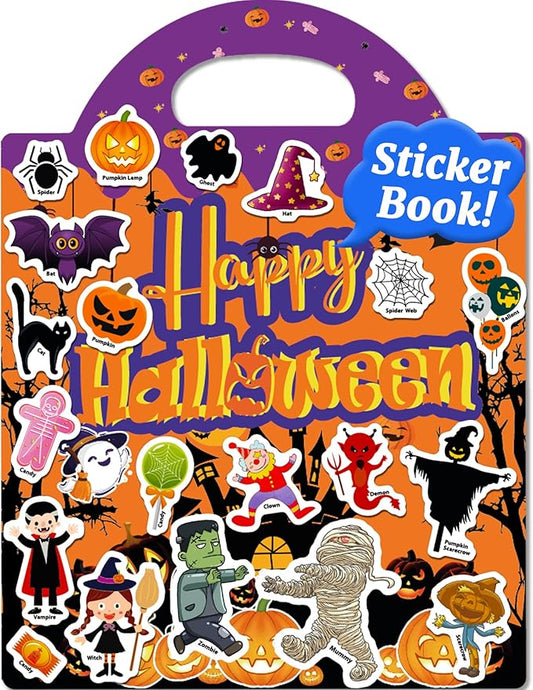 Benresive Reusable Sticker Book for Toddlers 2-4 Years, Fun Travel Stickers for Kids, Waterproof Sticker Books for Toddlers 1-3, Crafts Activities for Toddler 1-3 2-4 3-5 - Halloween