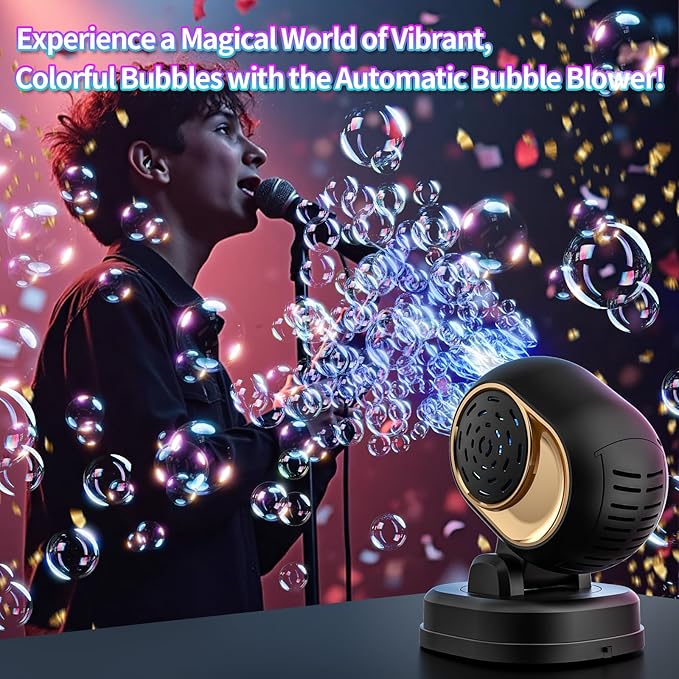 Bubble Machine, Durable Bubble Machines for Kids Toddler Parties, Automatic Bubble Blower Machine Bubble Maker Battery Operated, Great for Wedding Birthday - Halloween Bubble Toy, Black