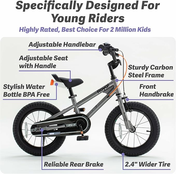 RoyalBaby Kids Bike EZ Balance to Pedal Dual Handbrake Toddlers Boys Girls Bicycle 12-20 Inch for Age 3-10 Years