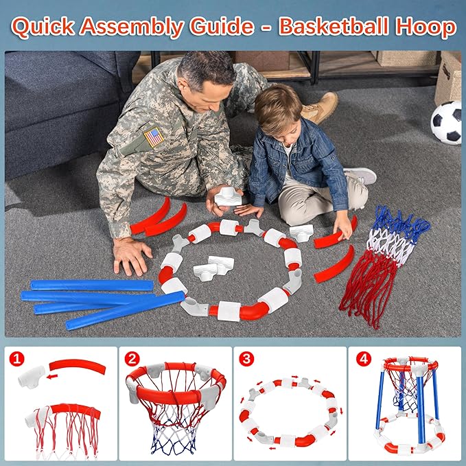 Pool Basketball Hoop Floating Set, Pool Toys and Pool Games for Kids and Adults, Durable Basketball Hoop with Balls Pump for Pool, Outdoor Swimming Water Play Family Party, Pool Basketball for Summer