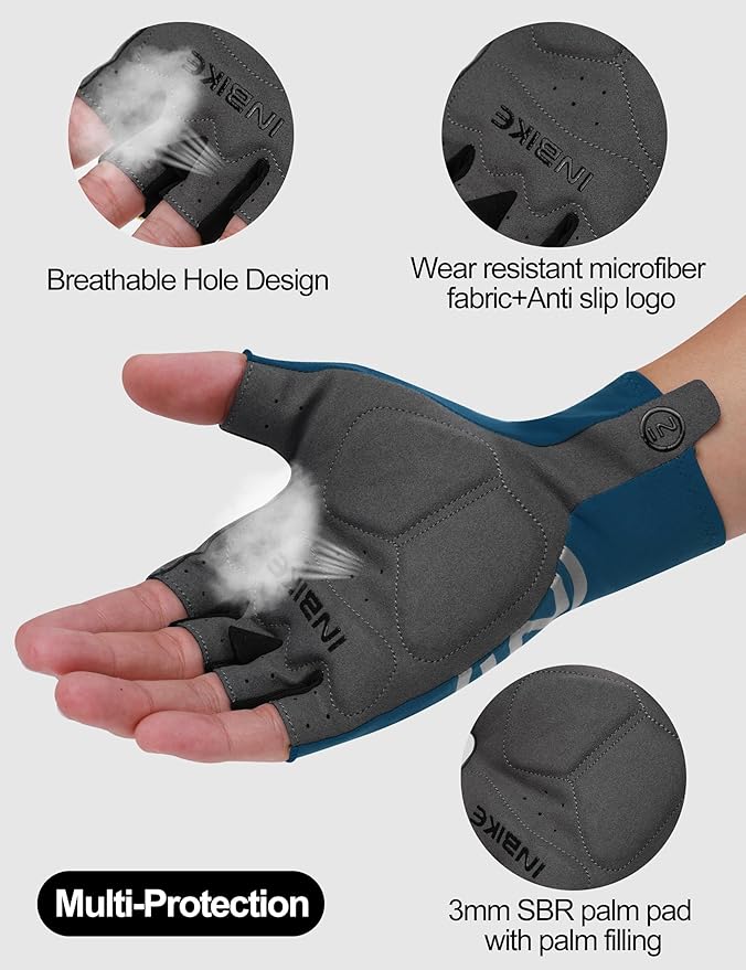 INBIKE Cycling Gloves for Men Women, Breathable Bike Gloves Lightweight Half Finger Biking Glove Mountain Road Bicycle