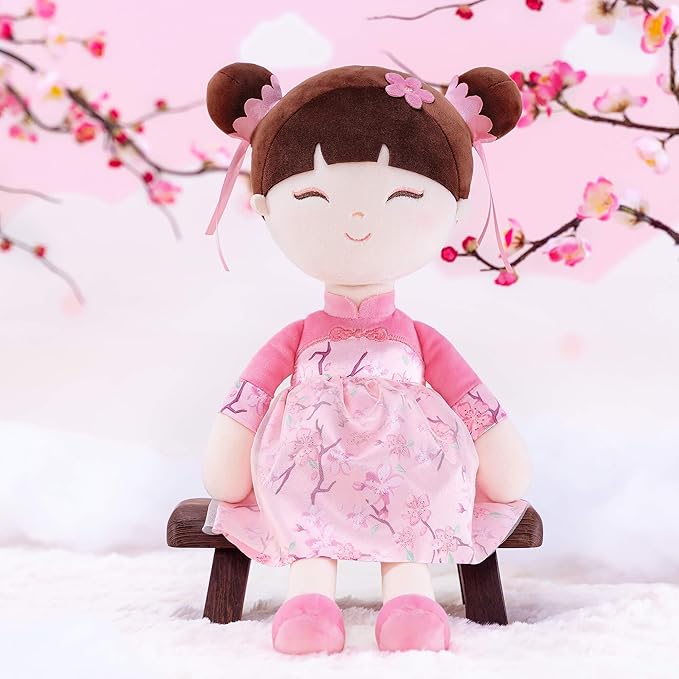 Gloveleya Baby Doll Kids Soft Doll for Kids Plush Toys Chinese Fairy Tale Dolls Toys for Ages 2-4 Peach Fairy