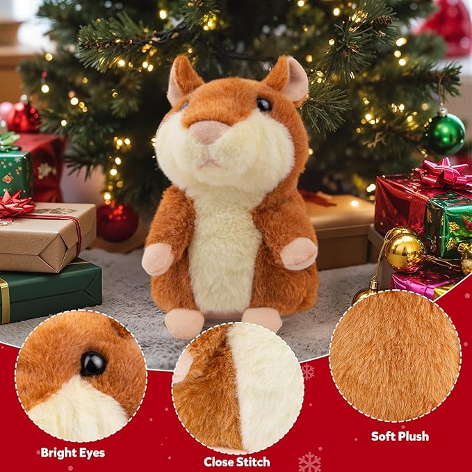 Ayeboovi Toddler Toys Talking Hamster Repeats What You Say, Kids Toys for 2 3 4 5 6 7 8 Year Old Girls Boys Gift, Christmas Stocking Stuffer for Kid, Interactive Stuffed Animals Autism Toy for Age 2-4