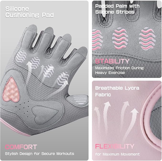 Jaffick Workout Gloves for Women Lightweight | Breathable Fitness Gloves with Non-Slip Grip for Gym, Weightlifting, Cycling and Training