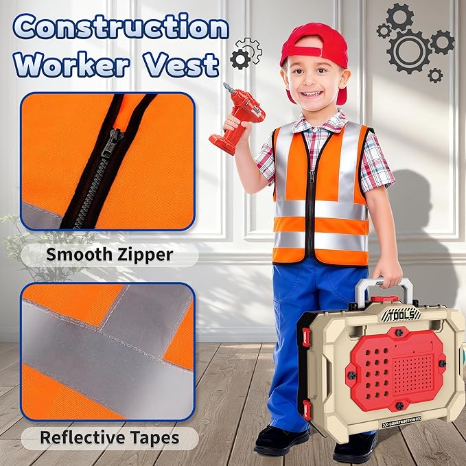 Toddler Tool Bench Set, 79pcs Pretend Construction Toy Set with Drill for Kids Workbench Playset, Tool Bench for Kids Ages 3-5 Years Old, Storage Box for Boys, Perfect Birthday (Red)