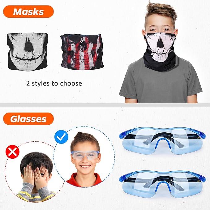 Kids Tactical Vest Kit for Nerf Guns Series with Refill Darts,Dart Pouch, Reload Clips, Tactical Mask, Wrist Band and Protective Glasses,Nerf Vest Toys for 4 5 6 7 8 9 10 11 12 Year Boys(2 Pack)