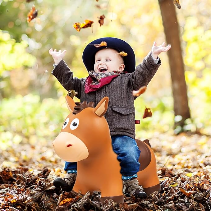 PlayZap Bouncy Horse Hopper, Bouncy Animals Hopper for Toddlers, Inflatable Jumping Ride on Bouncer, Kids Hopping Toys for 18M 2 3 Years Old Boys Girls Gifts