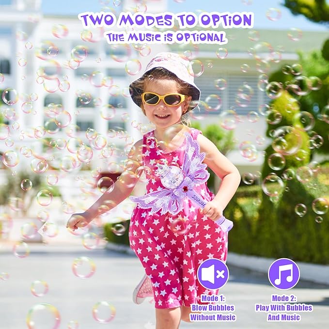 Princess Bubble Wands for Kids,Light Up & Musical Bubble Machine,Bubble Blower,Bubble Maker, for 3 4 5 6 7 8 Year Old Girls,Outdoor Birthday Party Bubble Toy for Toddlers.(Light Purple)