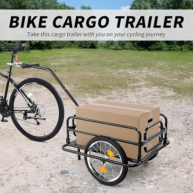 Ktaxon Foldable Bike Trailer, Bicycle Trailer with Unmatched Load Capacity, 16 Inch Pneumatic Tire, Universal Coupler, Foldable Frame and Safe Reflectors Design