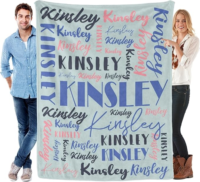 Name Blanket Personalized Blanket for Adult Kids Flannel Customize Throw Blanket Custom (Color 11, 60 x 80 Inches)