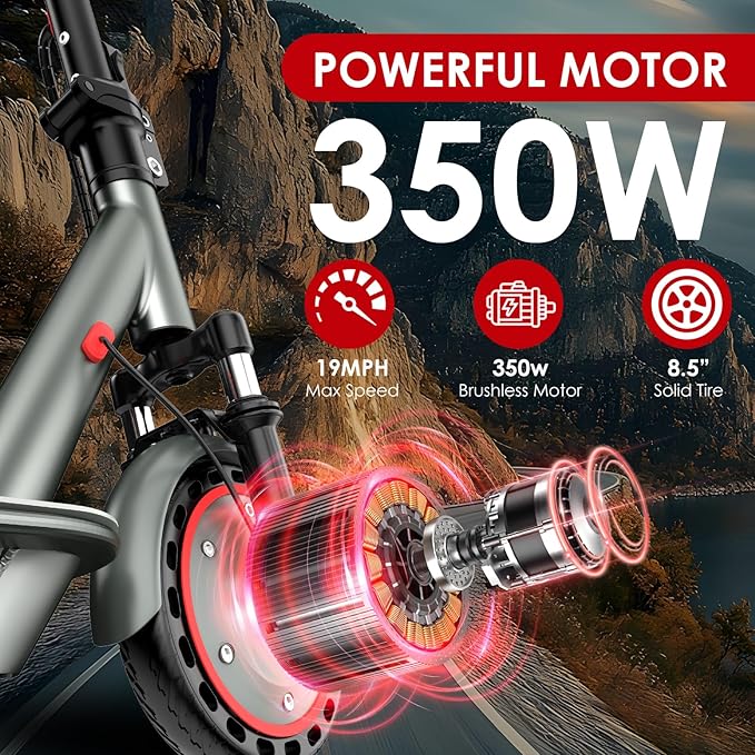 Electric Scooter for Adults, 19/25 Mph Max Speed, 21/25/35 Miles Range,350/500/600W APP Control E-Scooter with 8.5"/10" Inflatable tire, Foldable Escooter with App Control, UL 2272 Certified