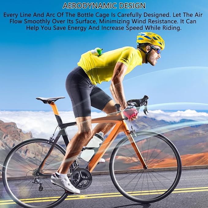 Nylon Carbon aero Bike Water Bottle Holder Cage for Road Bikes Mountain Gravel e Bike Bicycle for 2.76-2.95 in Diameter Bottles, 2-Pack