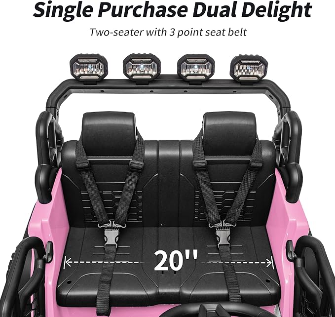2 Seater Electric Ride on Car Truck, 24V 4x4 Ride on Toy for Kids 4-8 with Remote Control, EVA Tires - Light Pink