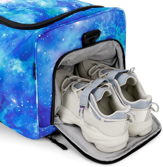 Choco Mocha Boys Galaxy Suitcase with Wheels Kids Blue Rolling Duffle Bag for Camping Teen Boys Toddler Luggage Bag for Travel, 22inch