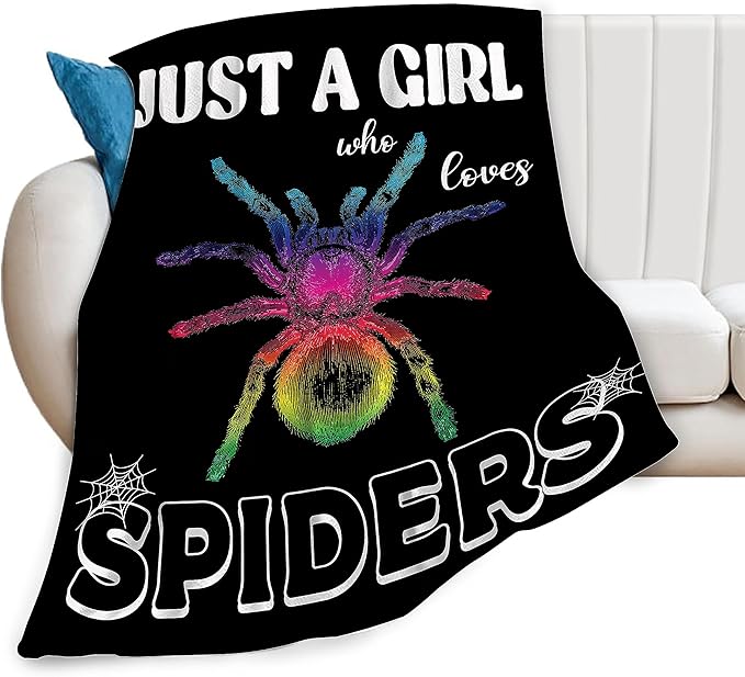 Spider Blanket for Girls Women Men Boys Flannel Fleece Just A Girl Who Lovers Throw Blanket Cozy Plush Ultra Soft Fuzzy Party Blankets for Bed Couch Sofa 50"X40"