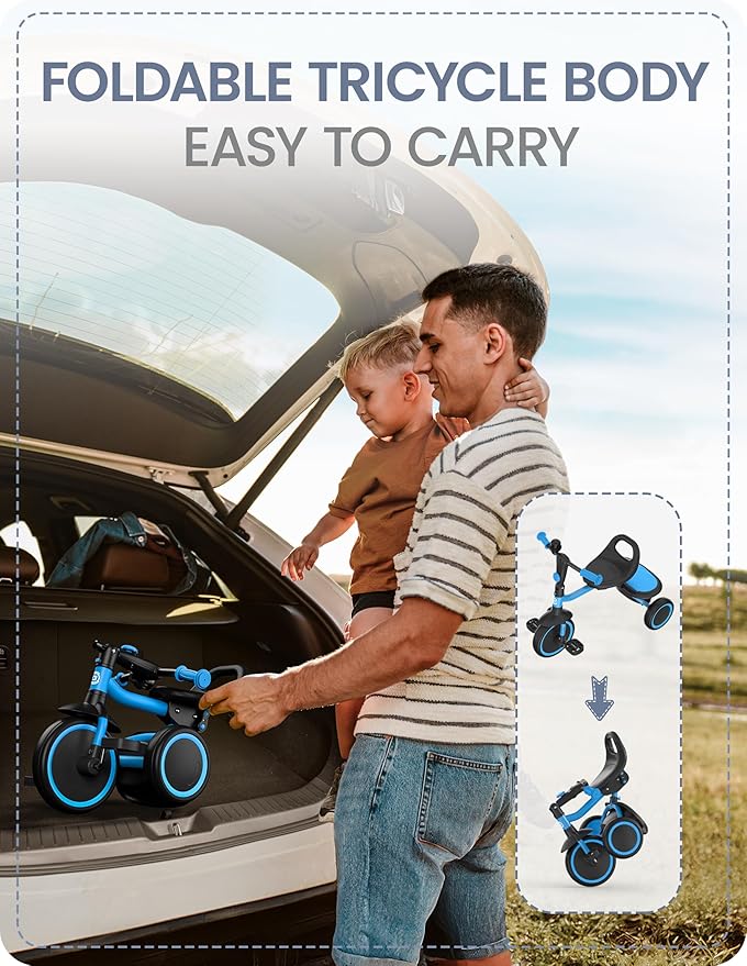 besrey Kids Tricycles Age 18 Month to 5 Years, Toddler Tricycle Kids Trikes Tricycle, Gift Toddler Tricycles for 2-5 Year Olds, Gift & Toys for Boy & Girl, Trikes for Toddlers, Light Blue