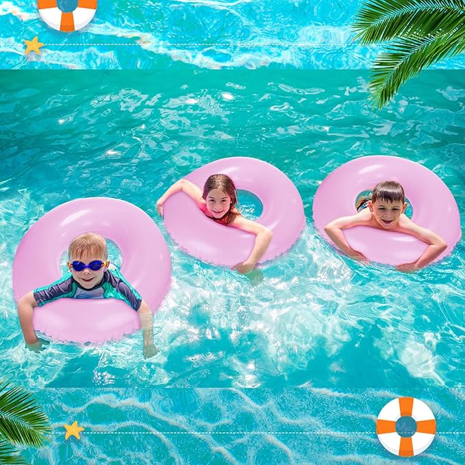 ShinyRelief 4 Pcs Inflatable Pool Floats 33 Inch Swim Rings for Adults Colorful Swim Inner Tube Swimming Ring Raft Float Toys for Beach Swimming Pool Party Supplies(Light Purple)