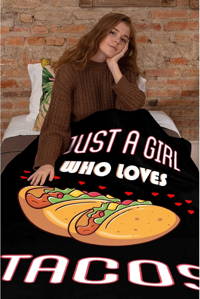 Tacos Blanket Just A Girl Who Loves Tacos Best Gift for Women Super Soft Cozy Lightweight Summer Quilt Perfect for Bed Sofa-50"x40" Small for Kids