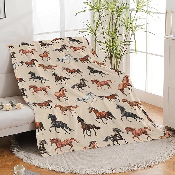 Horse Blanket Horse Throw Blanket Gifts for Girls Boys Kids Adults Women Men Super Soft Cozy Plush Fluffy Fuzzy Fleece Blanket Home Decor 40''X50''