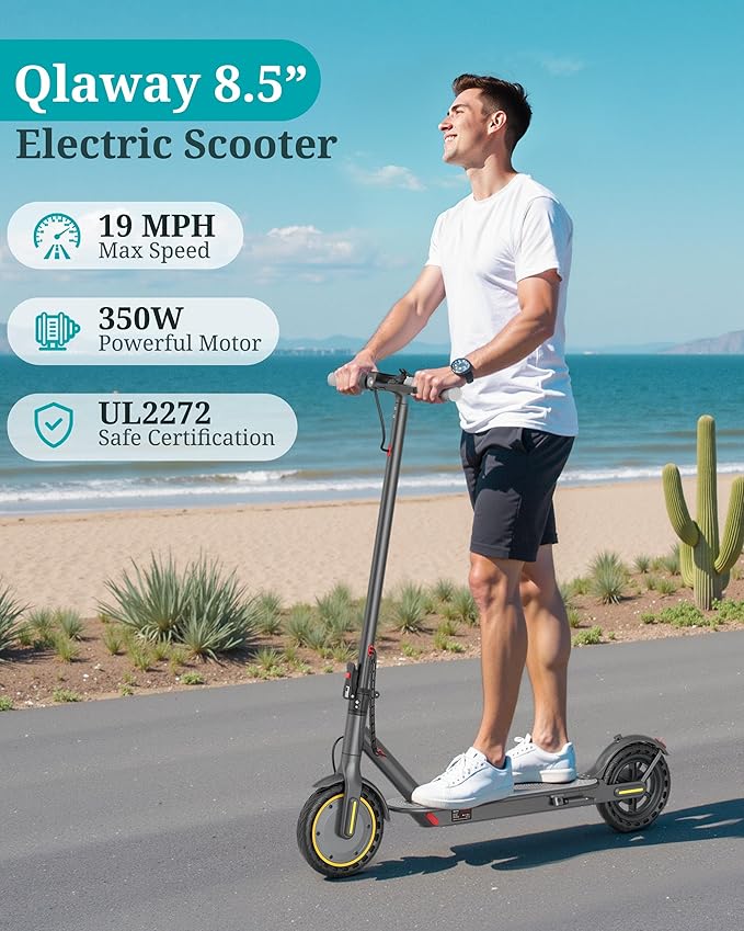 Electric Scooter - 8.5"/10" Solid Tire, Powerful 350W/500W Motor, Top Speed 19 MPH, Max 16-22 Miles Ranges, Load 265LBS, Aluminum Alloy Frame Foldable Commuting Escooter for Adults & Teens