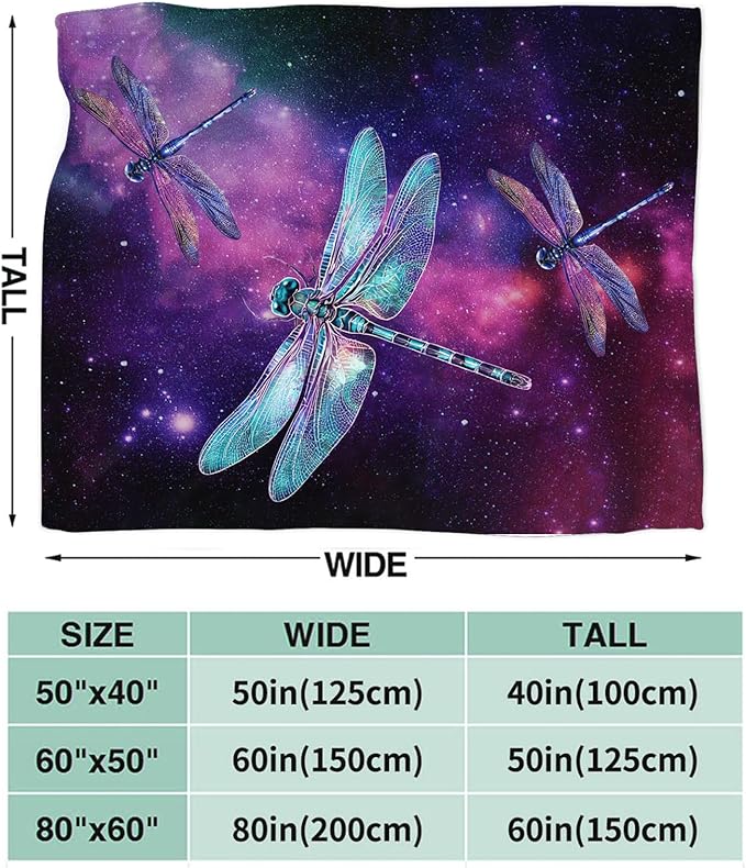 Dragonfly Blanket Gifts for Girls Boys Dragonfly Lovers Throw Blankets Cozy Plush Fleece Flannel Fuzzy for Women Men Decor 80"X60"