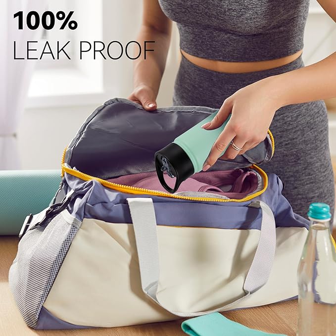 16 oz Insulated Water Bottle for School, Straw & Spout Lid, Keep Cold 24H, Spill Proof, BPA-Free, Double Wall Stainless Steel Kids Water Bottles for Sports, Gym, Travel, Green Gradient