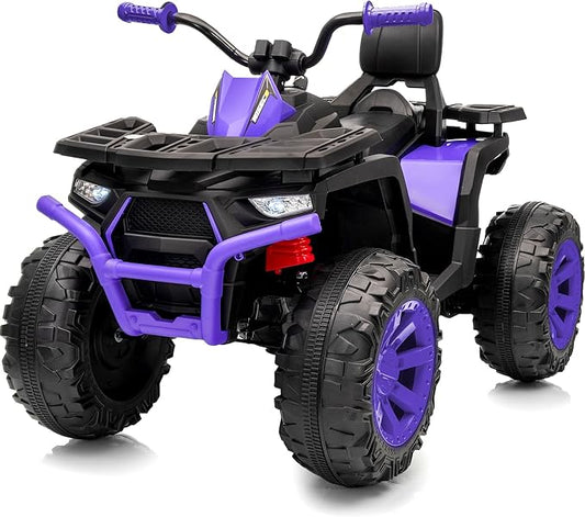 12V Kids 4 Wheeler ATV, 2-Seater Electric ATV Four Wheeler for Big Kids with Bluetooth, 14.4" Big Wheels - Purple