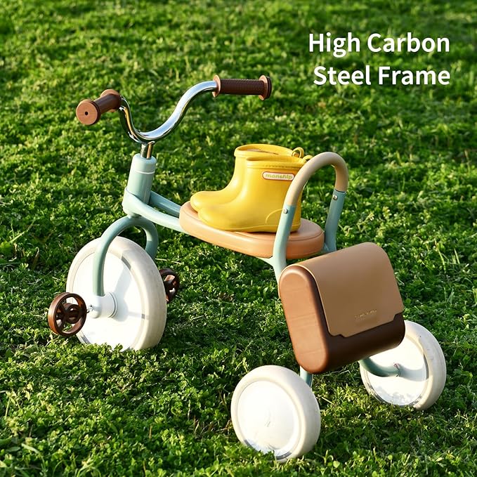 Kidpop Mate Toddler Tricycle Age 2.5-4 Kids First Birthday Gift Toy Bike with Handlebar Grips & Storage for Outdoor Play (Black)