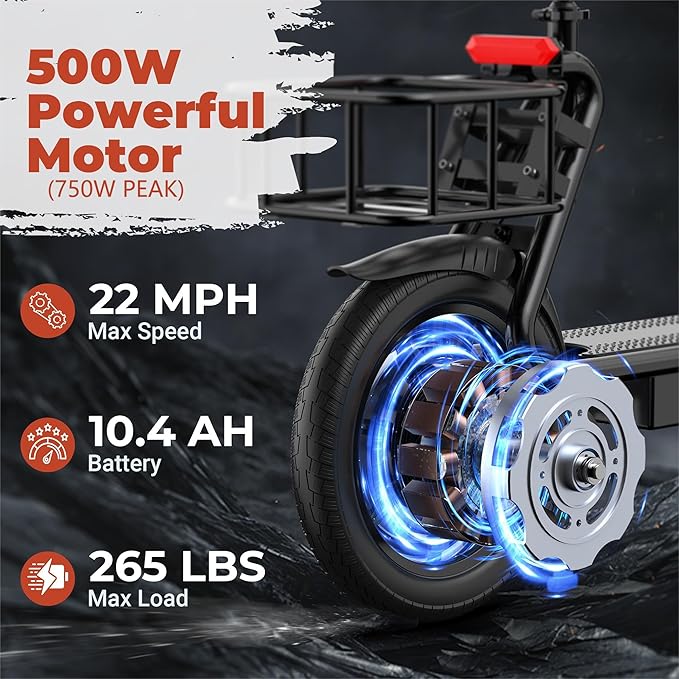 WERHY Electric Scooter, 8.5"/10"/14" Tire, Powerful 350/500W Motor, Top Speed 19/22 MPH, 21-49Miles Max Range, Folding Escooter for Adults & Teens with Dual Braking