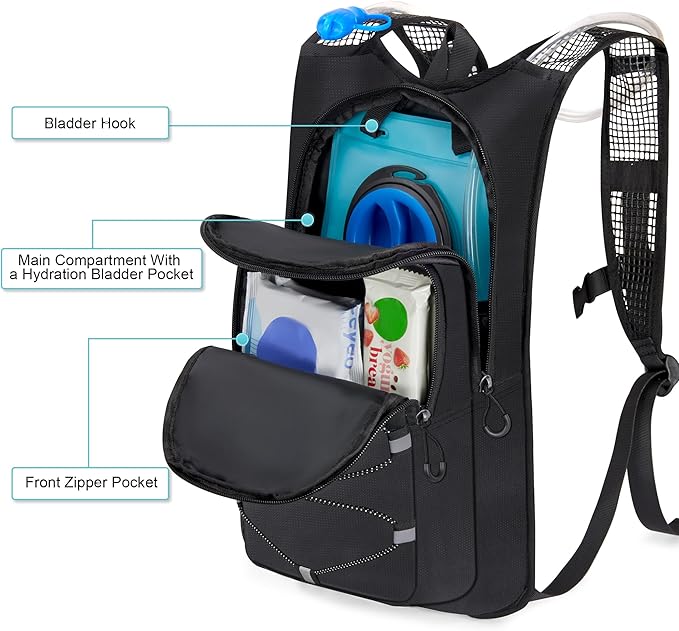 Hydration Backpack - Lightweight Water Backpack with 2L Water Bladder Bag, Running Hydration Vest Backpack for Men Women, Hydration Pack for Hiking, Cycling, Climbing MIYCOO